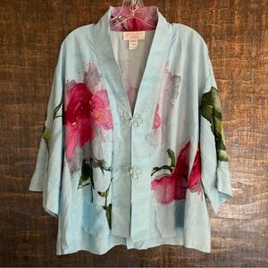 Vintage Yon Hui Collection Watercolor Floral Kimono Jacket Sz L